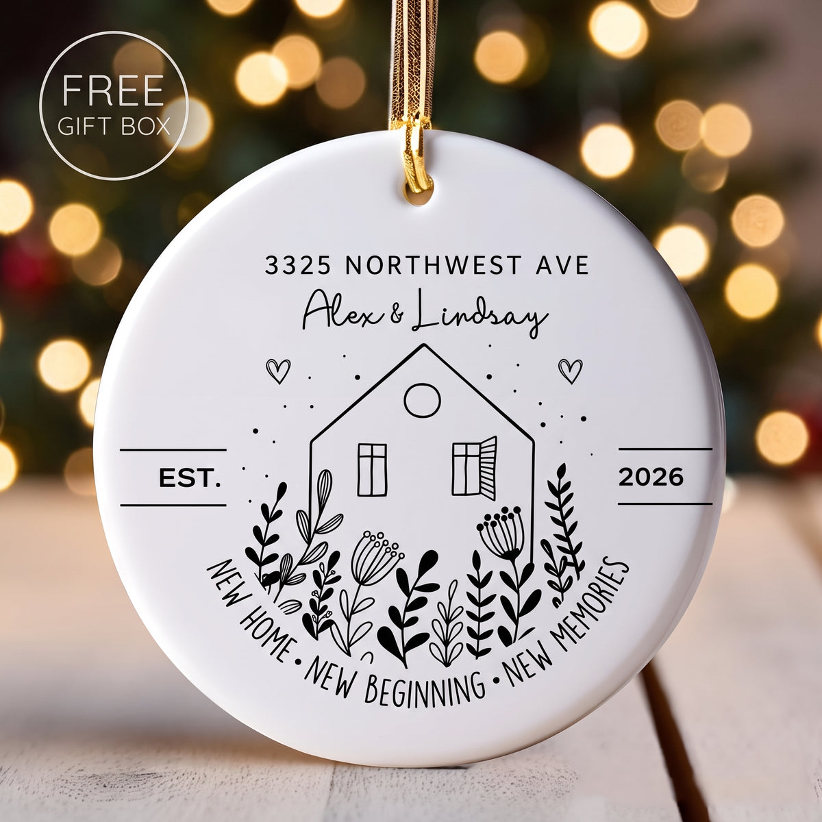 Personalized New House New Beginning Ceramic Ornament