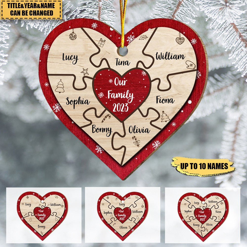 Our Family Puzzle Piece Heart-Personalized Ornament