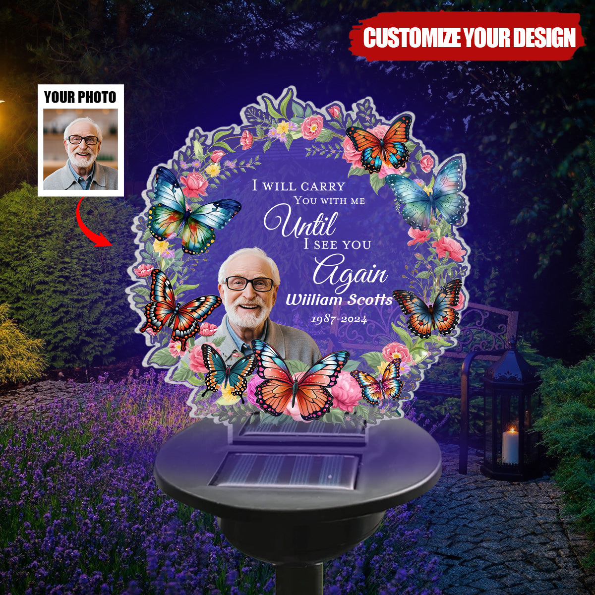 Missing You Always & Remembering You Forever - Personalized Solar Light, Memorial Gift