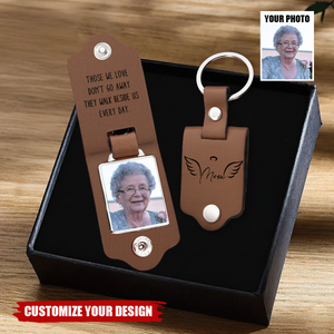 Personalized Leather Keychain with Photo,Memorial Keepsake,Sympathy Gift
