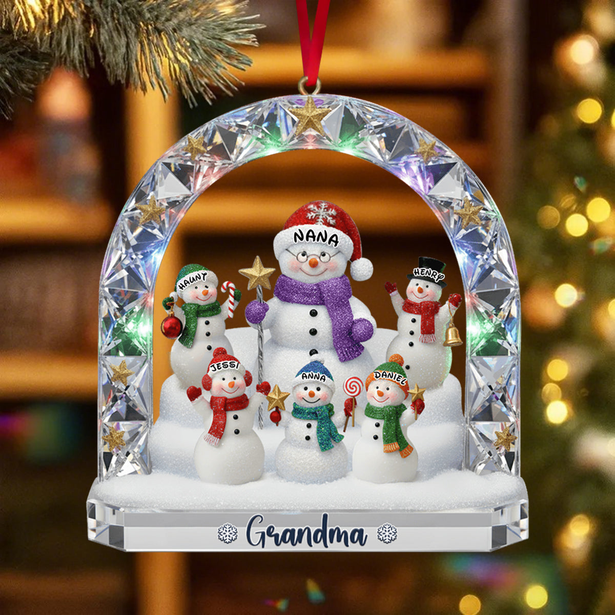 Grandma’s Snowman Family Ornament - Personalized Christmas Gift For Grandma