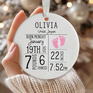 Personalized Baby Birth Stats Keepsake Ornament