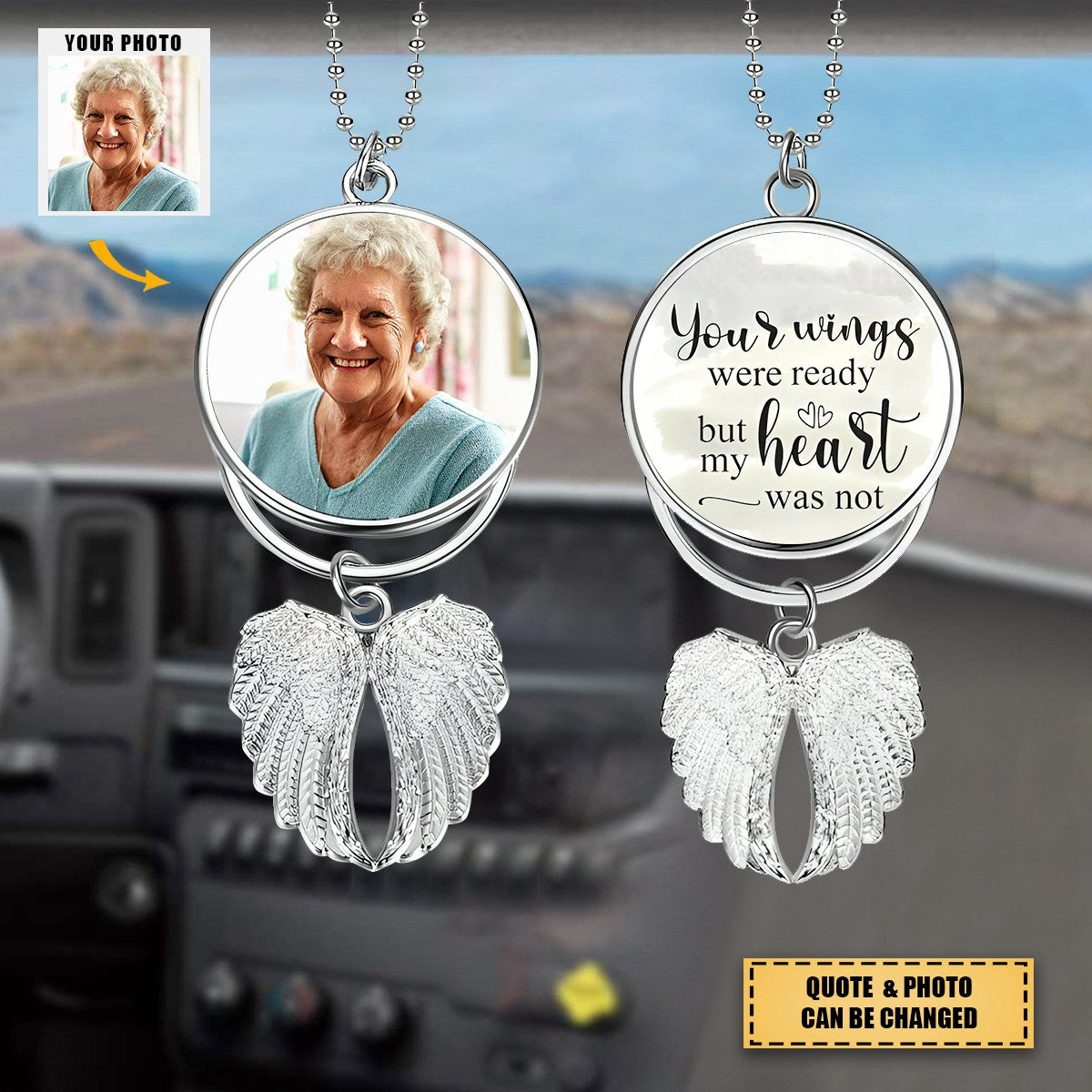 Personalized Angel Wings Ornament - Memorial Photo Ornament