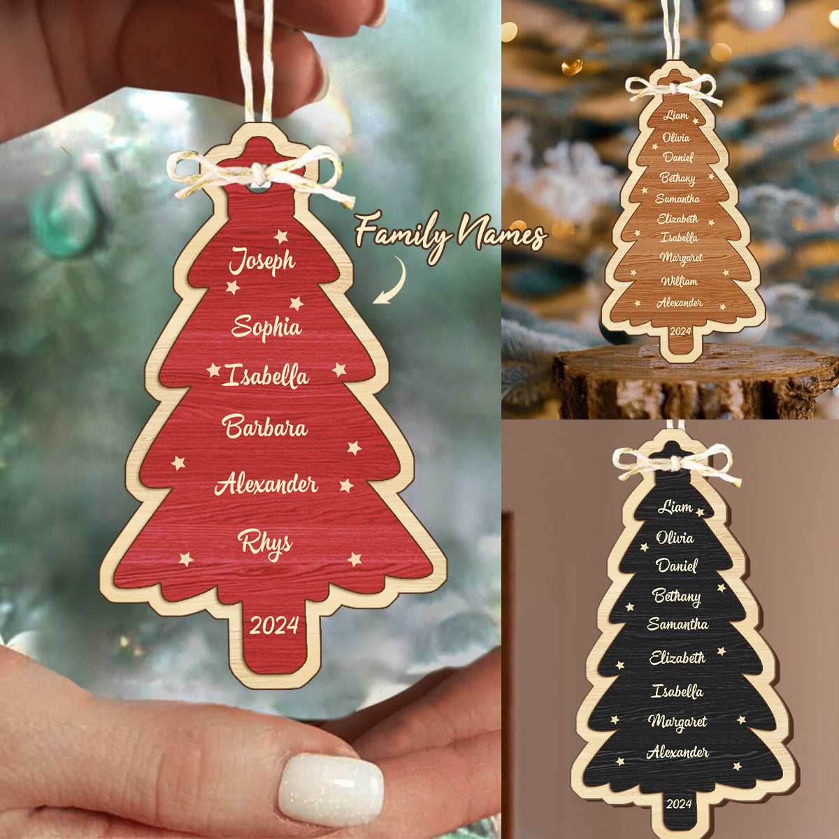 Personalized Family Christmas Tree Ornament, Name Customized Gift