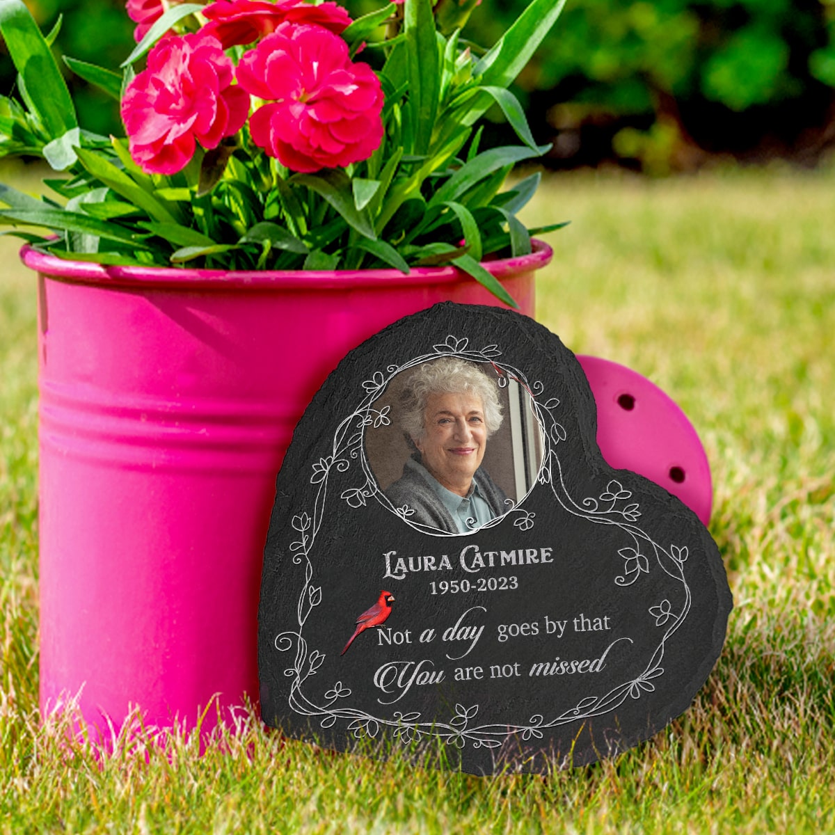 Personalized Memorial Heart Garden Stone Memorial Stone With Photo Not A Day Goes By
