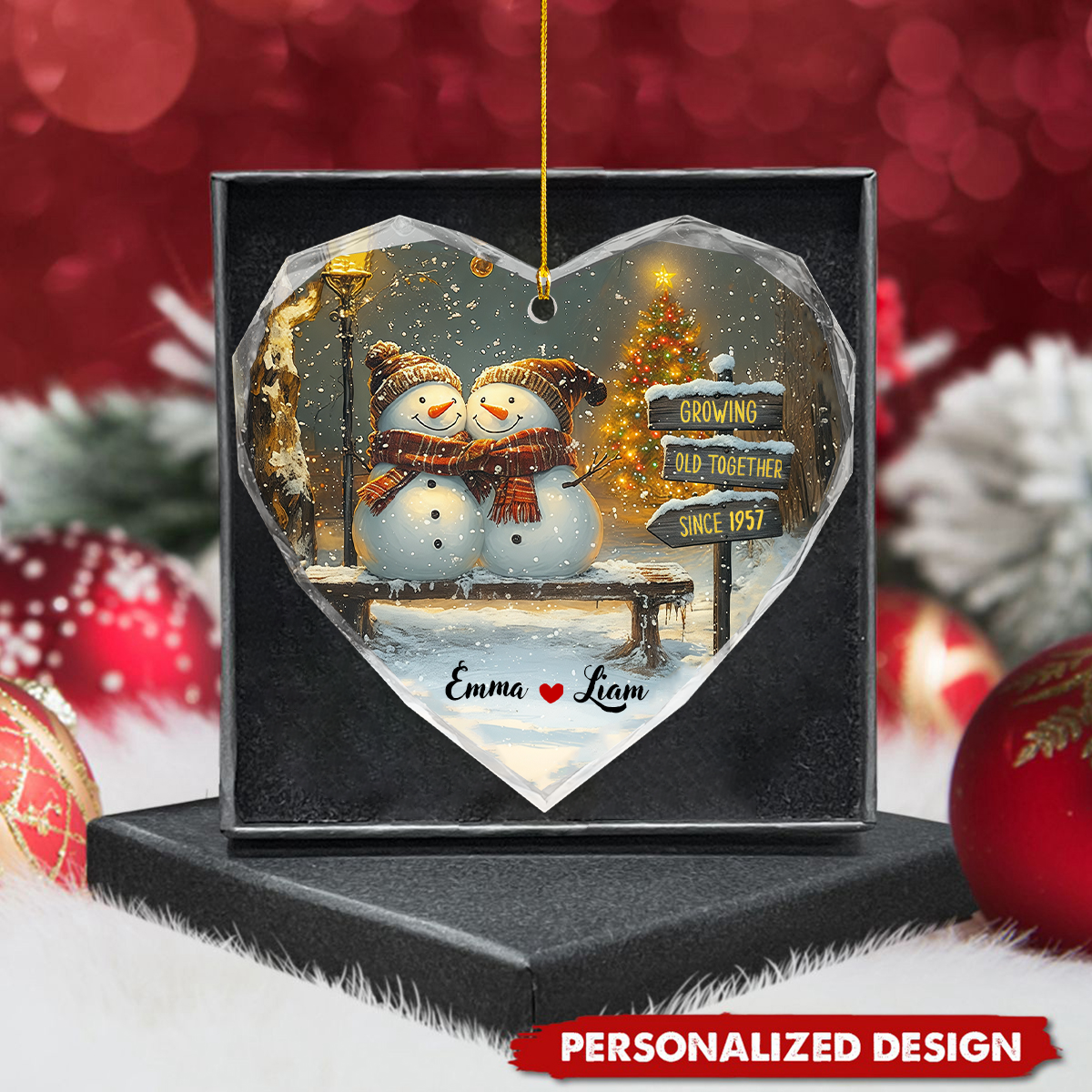 Christmas Couple Growing Old Together - Custom Ornament