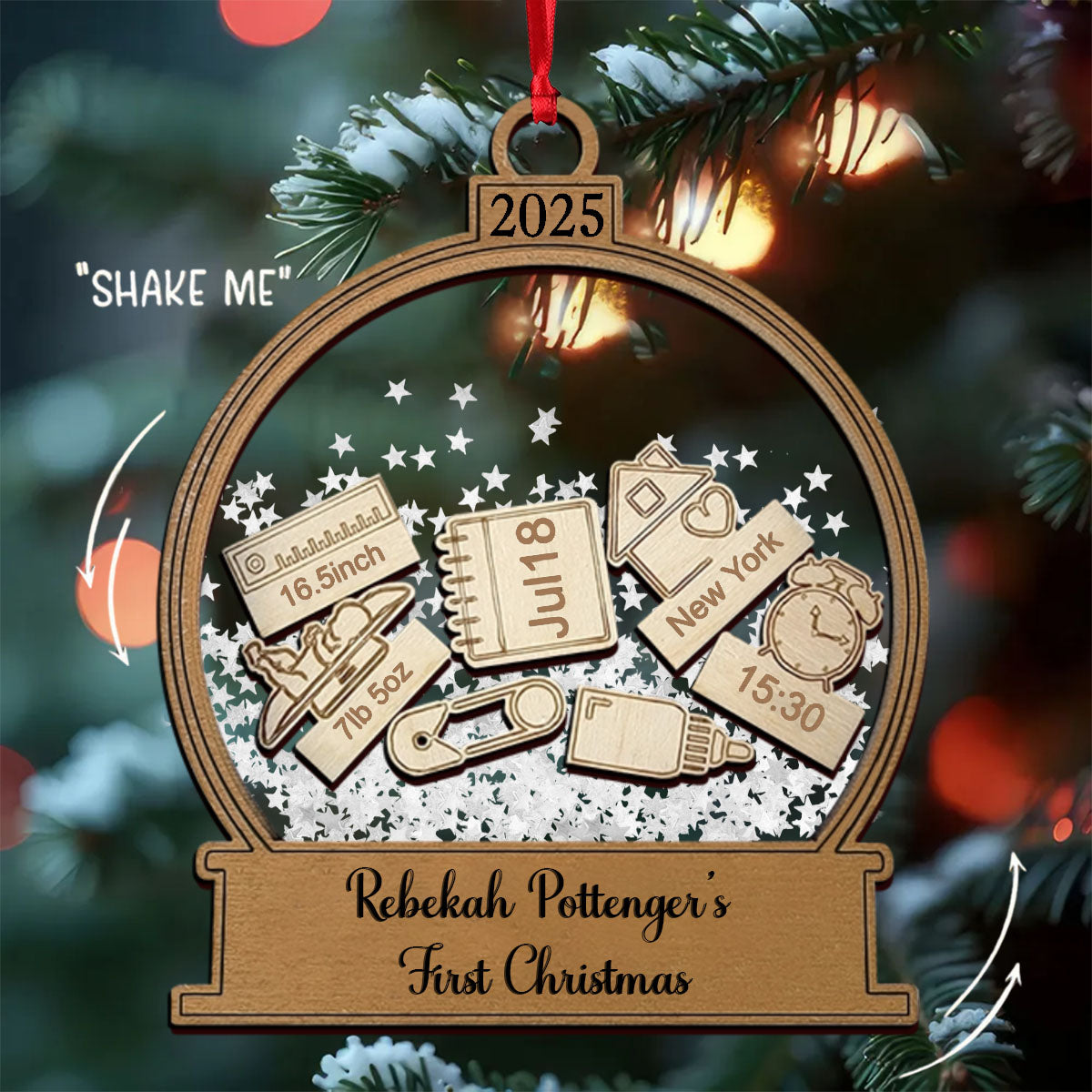 Personalized Baby's First Christmas Shake Ornament With Name