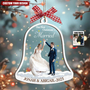 Our First Christmas - Personalized Married Or Engaged Photo Ornament