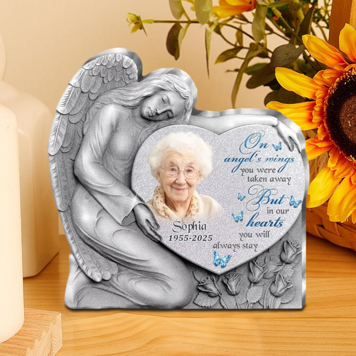 Personalized Angel Heart Acrylic Plaque, Memorial Gift