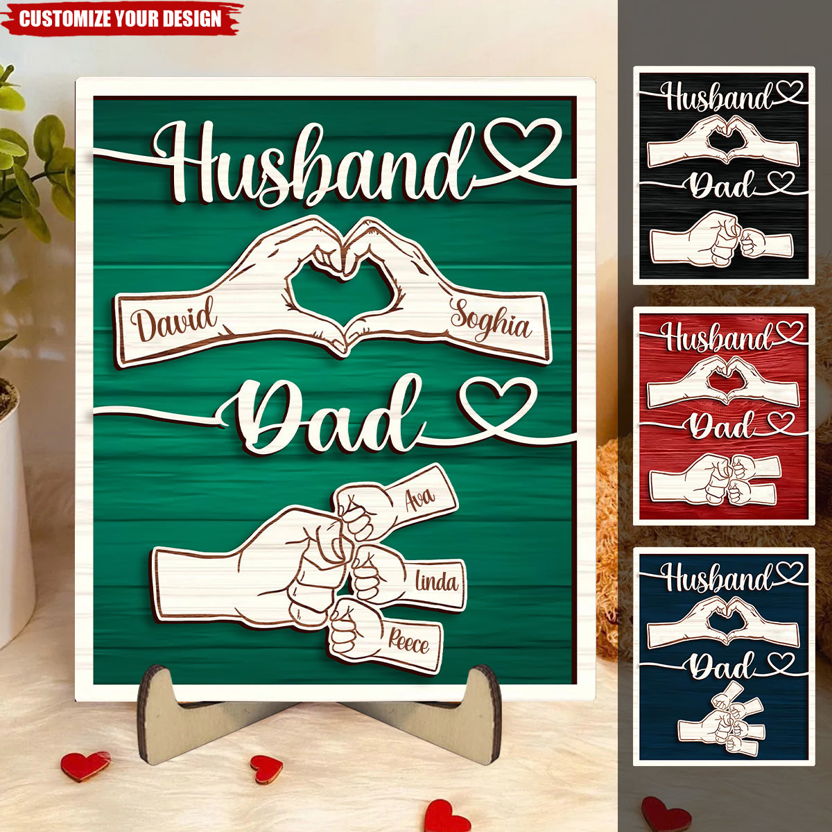 Personalized Name Fist Bump Wooden Sign, Father's Day Gift
