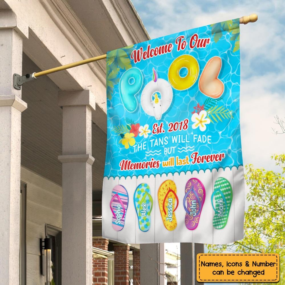 Welcome To Our Pool Est Personalized Flag