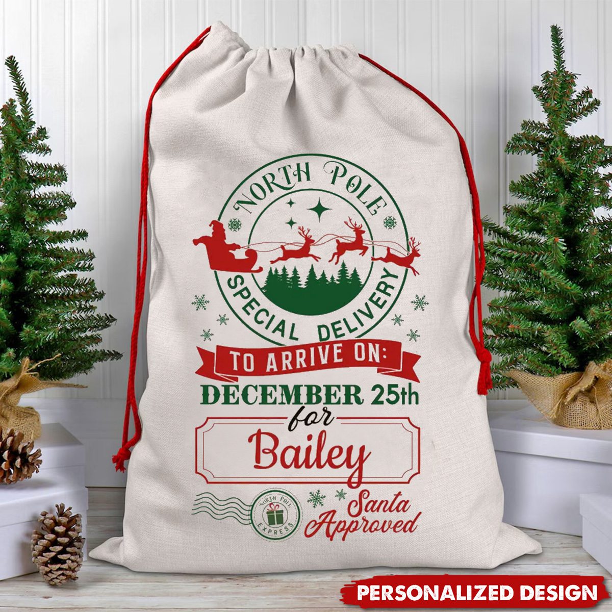 Personalized Custom Christmas Gift Favor Bag-Special Delivery To Family