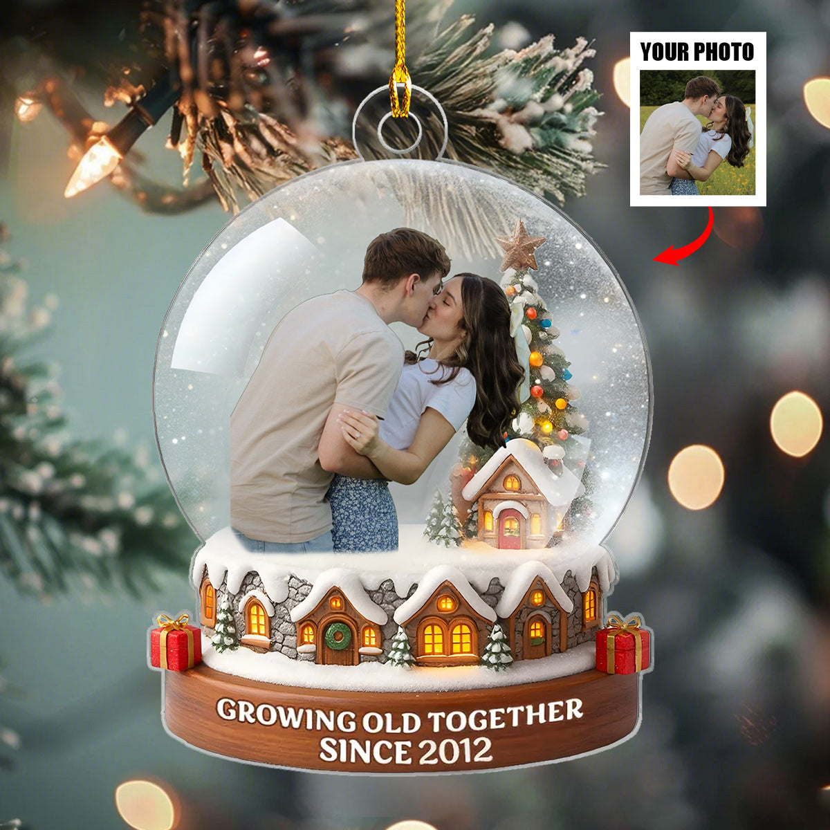 Snowman Couple Growing Old Together Personalized Acrylic Ornament