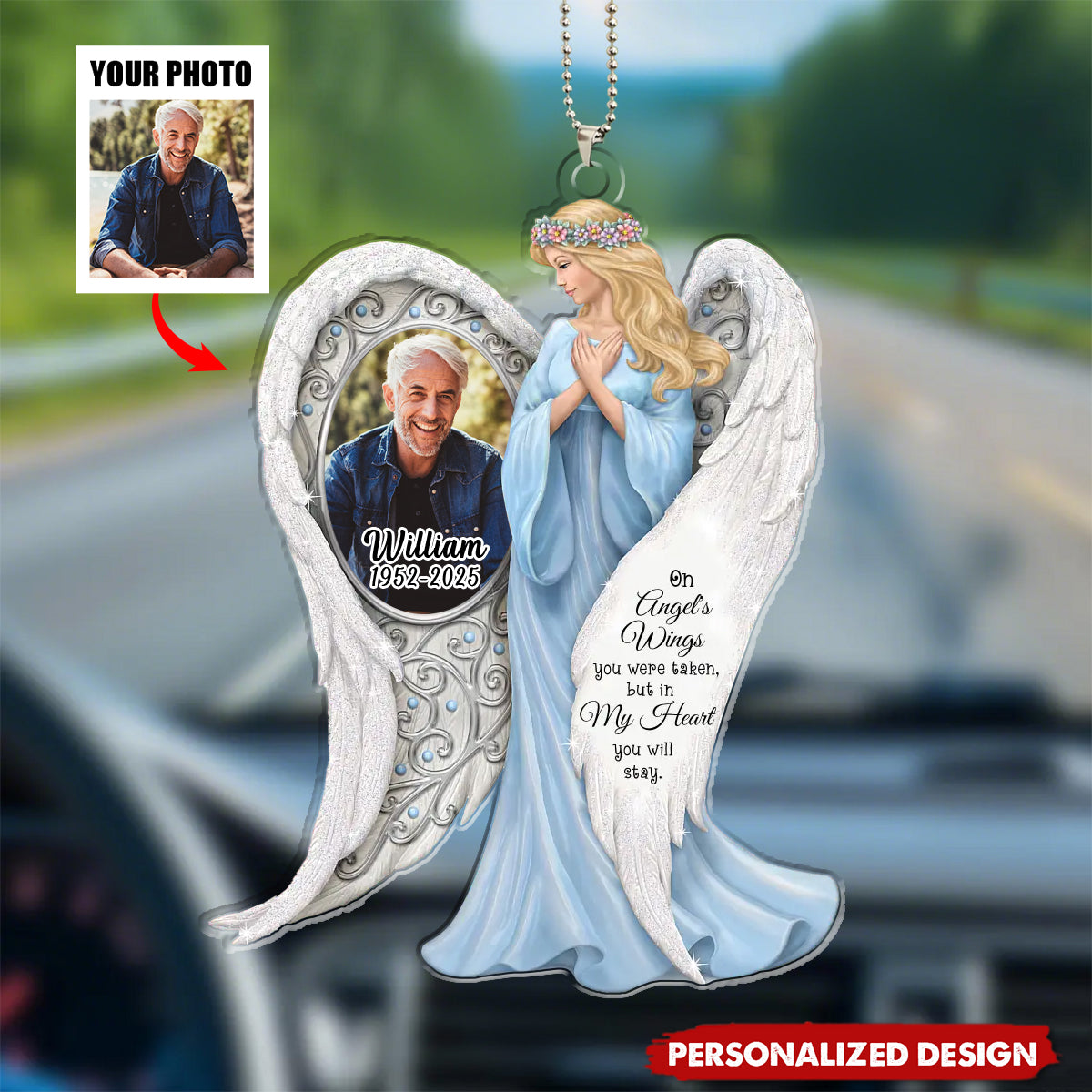 On Angel's Wings You Were Taken - Personalized Acrylic Car Hanger