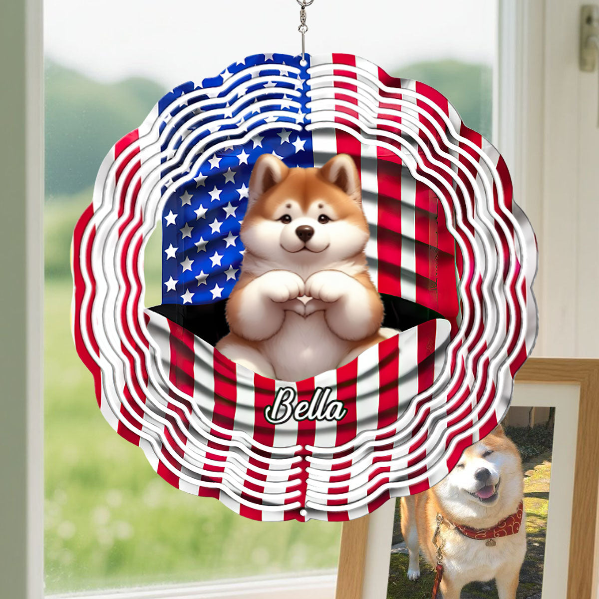 Paws And Freedom - Personalized Dog Wind Spinner With Name