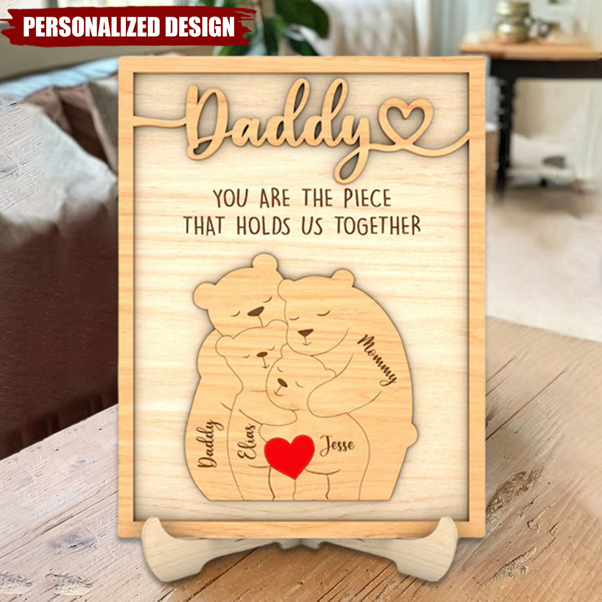 Personalized Bear Family Sign For Father's Day Gift