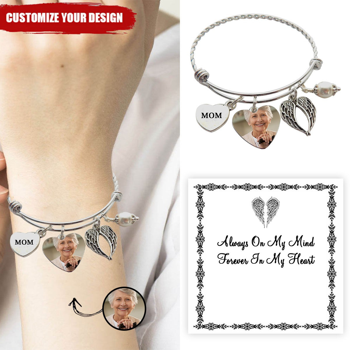 Custom Photo I'll Carry You With You Personalized Memorial Bracelet