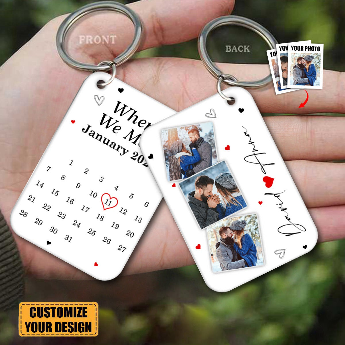 Custom Photo Calendar The Day Our Journey Began - Gift For Couples - Personalized Acrylic Keychain