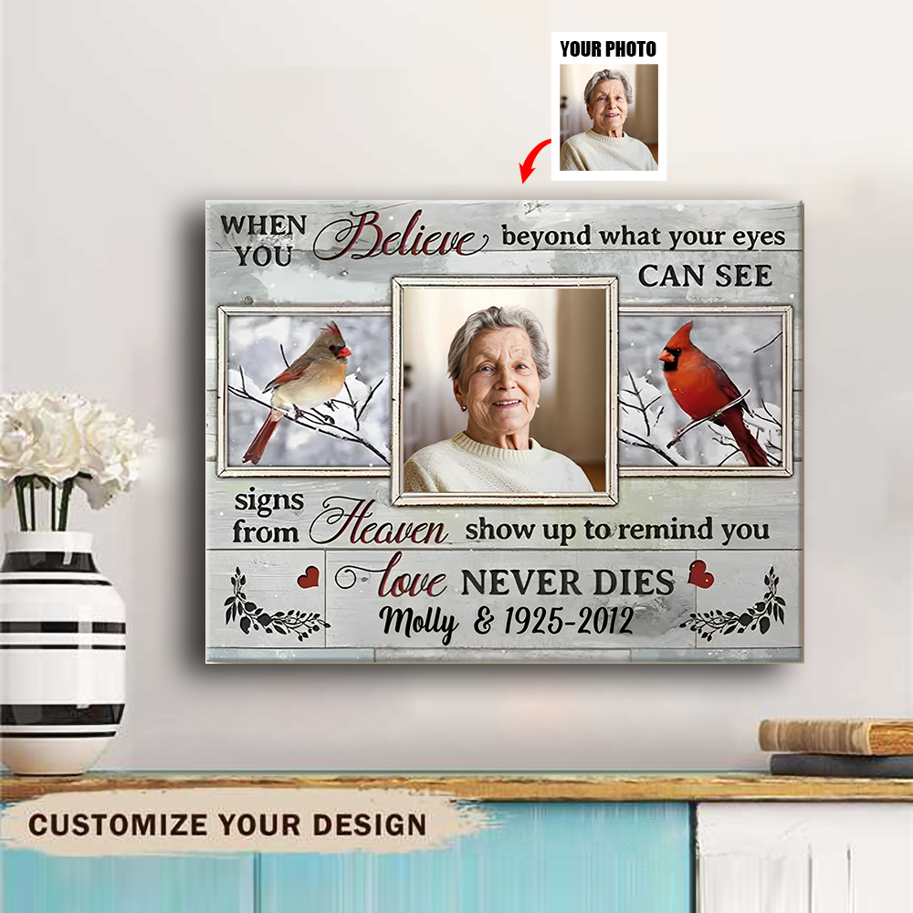 Custom Memory Gift For Loss Memory Keepsake Cardinal Art Canvas