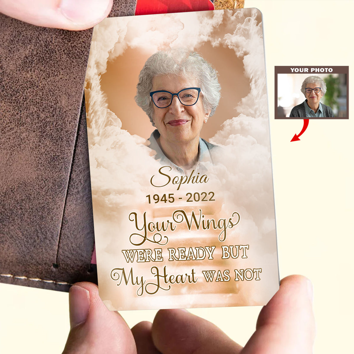 Metal Wallet Card - Your Wings Were Ready But My Heart Was Not - Memorial Gift From Photo