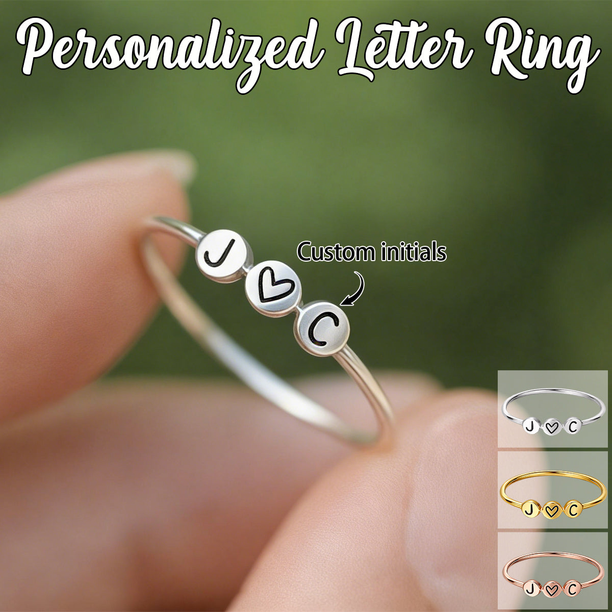 To My Love - Personalized Heart Initial Ring