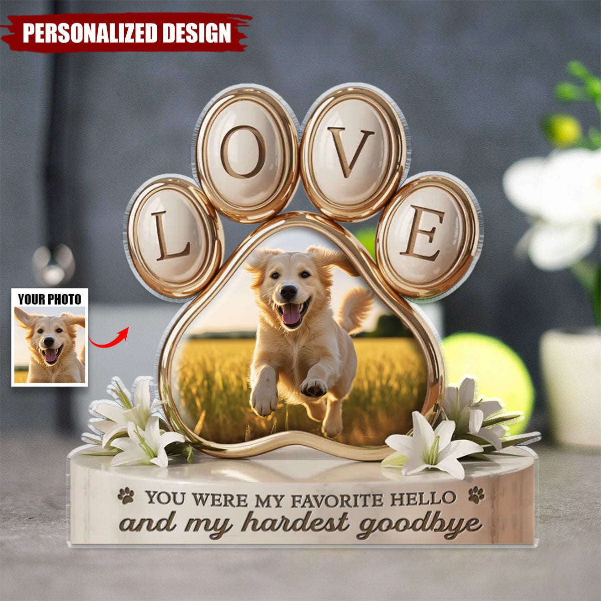 Custom Photo Still Feel Your Tail Wag In The Wind - Personalized Acrylic Plaque- Sympathy Gift For Pet Lovers