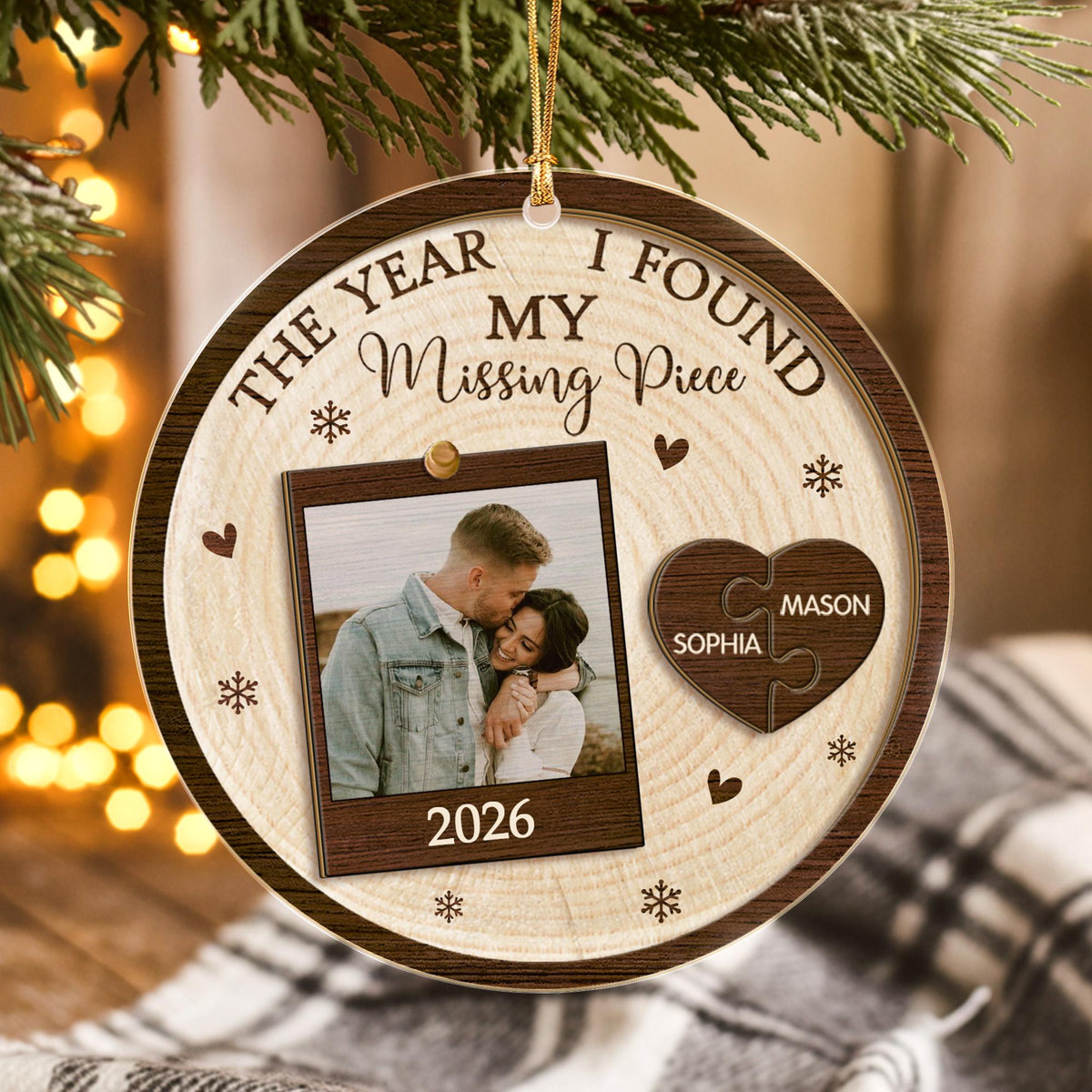 The Year I Found My Missing Piece Puzzle - Personalized Couple Photo Ornament