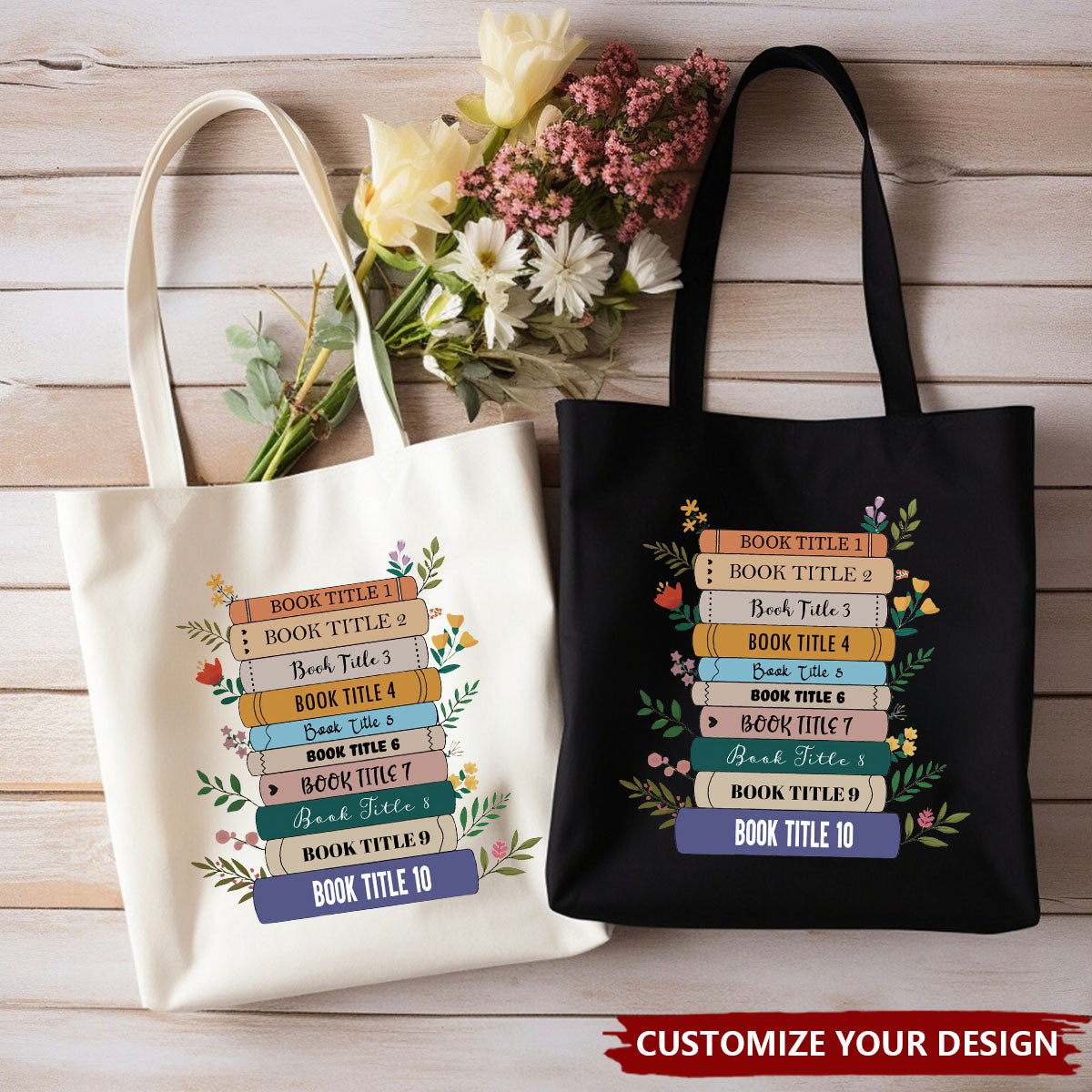 Personalized Custom Book Tote Bag, Aesthetic Bag, Casual Canvas Tote