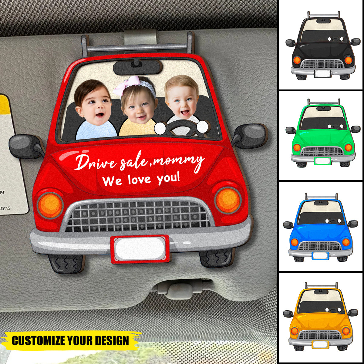Customized Drive Safe Mommy Wooden Car Hanger for Mom, Mother's Day Gift