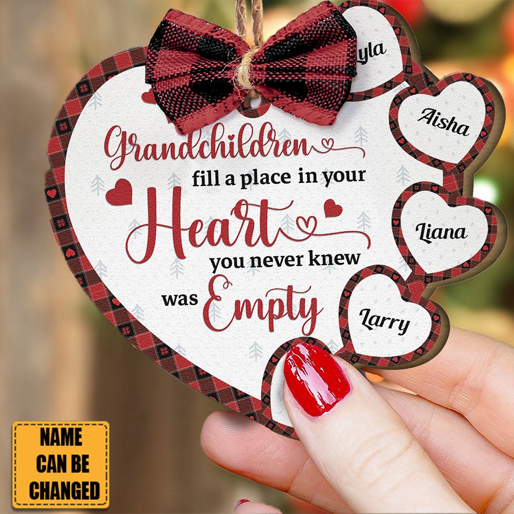 Grandchildren Fill A Place In Your Heart -Personalized Wooden Ornament ...