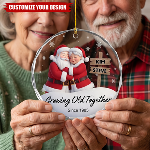 Personalized Growing Old Together Glass Ornament