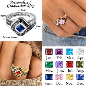 Class of 2026 Ring, Personalized Engraved Birthstone Senior Ring