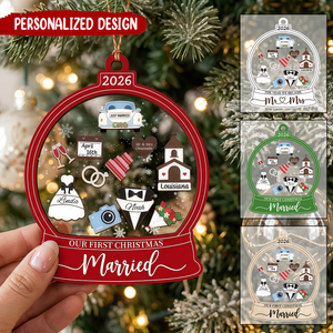 Personalized First Christmas As Mr Mrs Ornament, 2026 Wedding Ornament