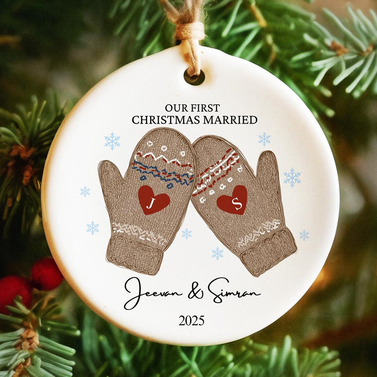 Personalized Our First Christmas Married Ornament for Couples