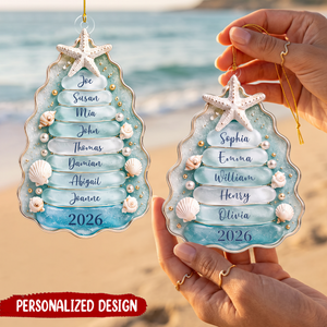 Personalized Sea Glass Family Tree Christmas Ornament