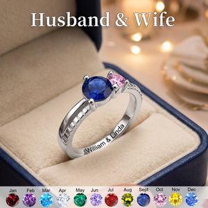 Toi Et Moi Ring, Personalized Twin Birthstone Ring For Couple