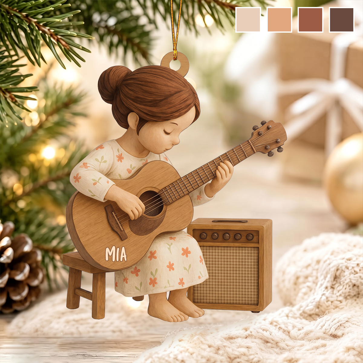 Personalized Guitar Players Ornament, Christmas Gift for Music Lovers