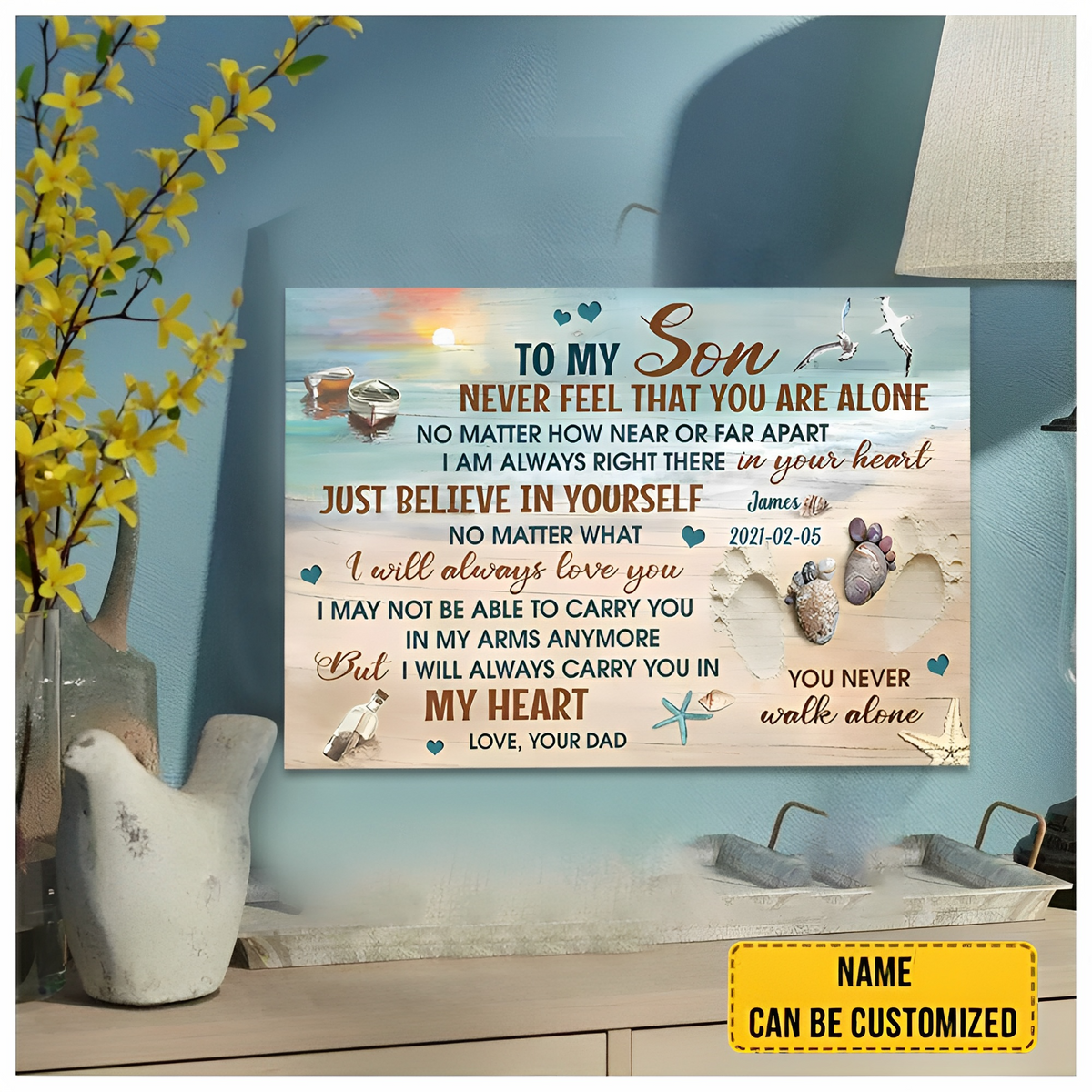 To My Son Never Feel That You Are Alone Canvas Print - Gift For Son, Love Son Christmas Gift