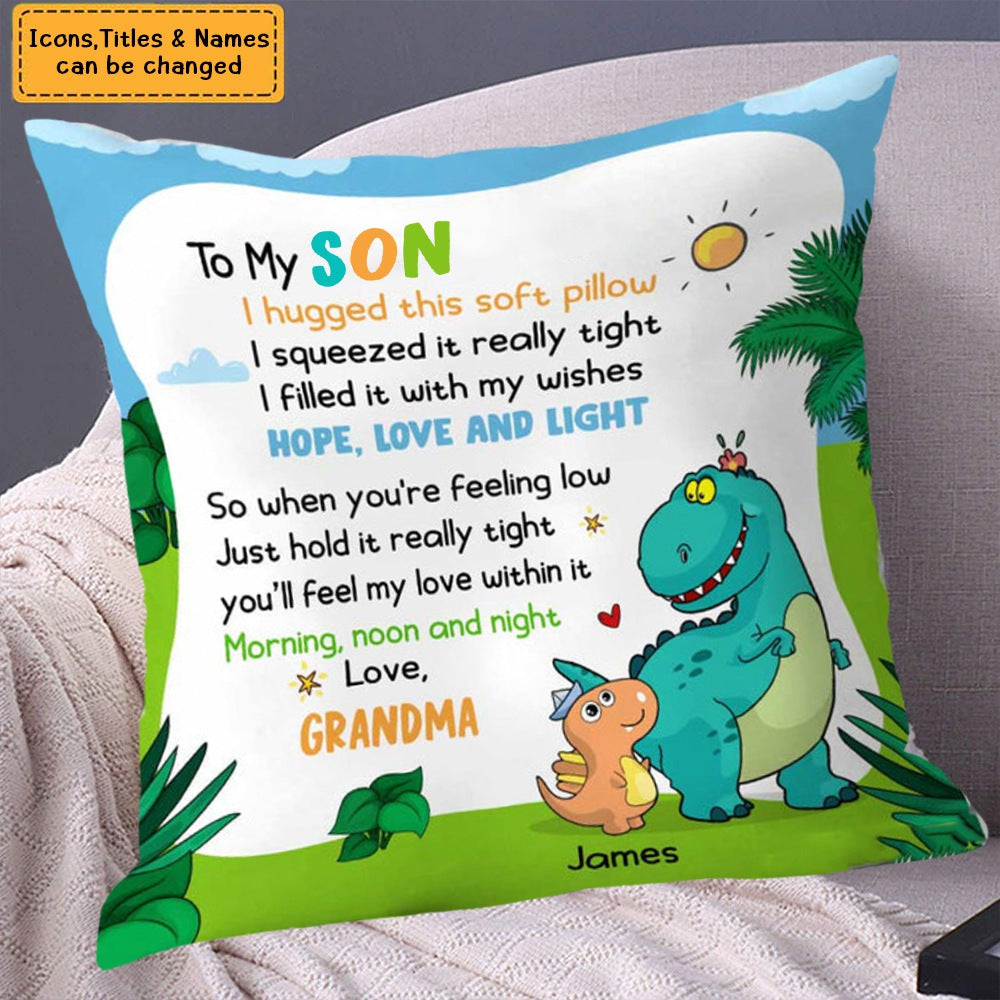 Personalized Dinosaur Grandson Pillow