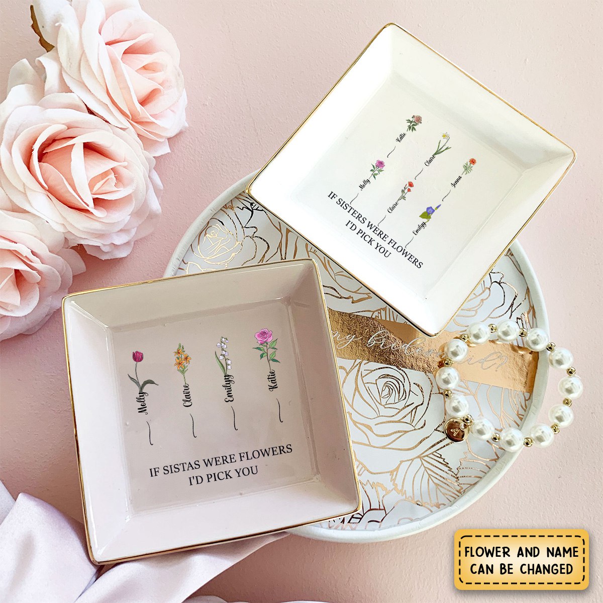 If Friends Were Flowers I'd Pick You - Personalized Jewelry Dish