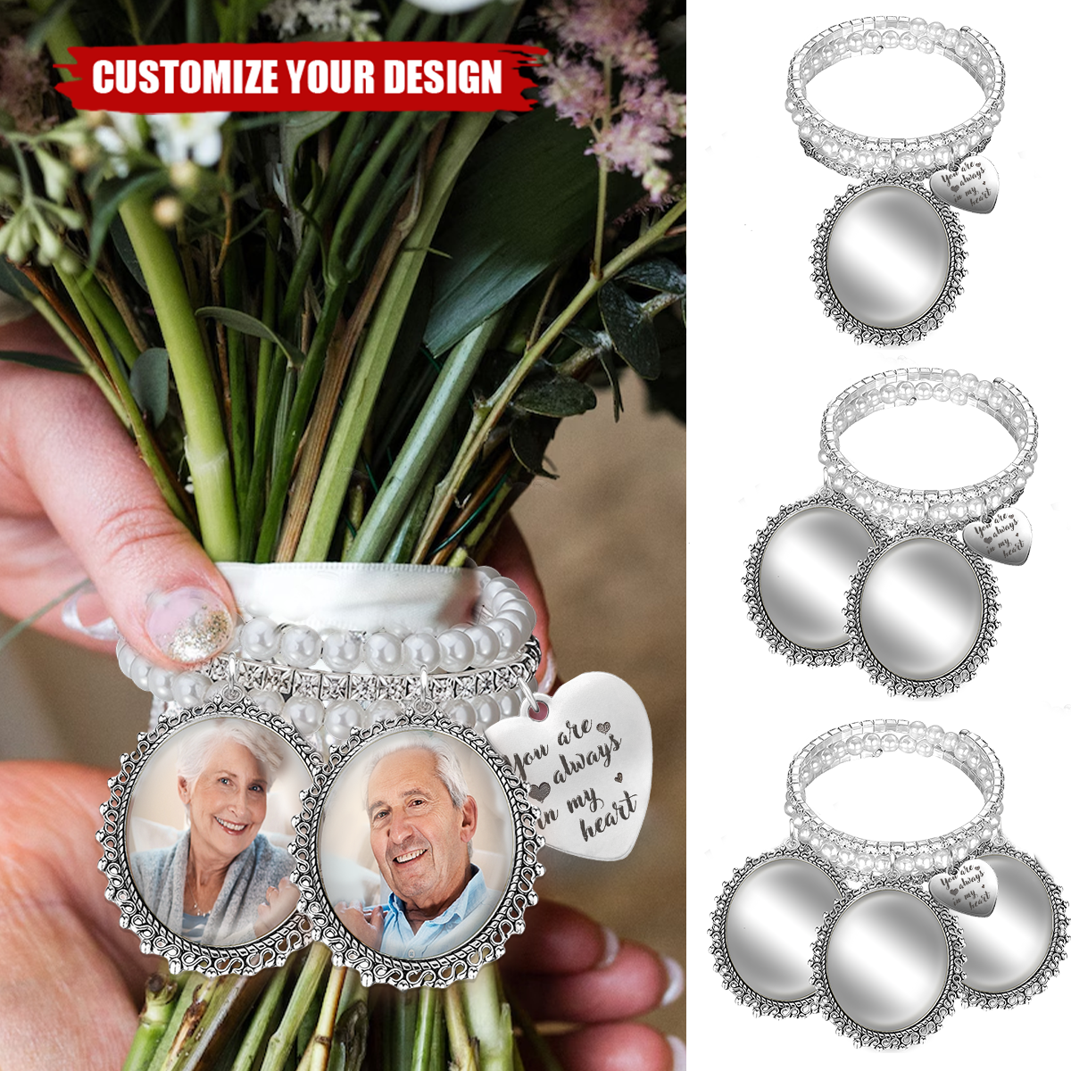 You Are Always In My Heart - Personalized Bridal Bouquet Charm