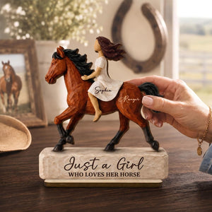Personalized Girl Riding Horse Wooden Plaque, Gift For Horse Lover