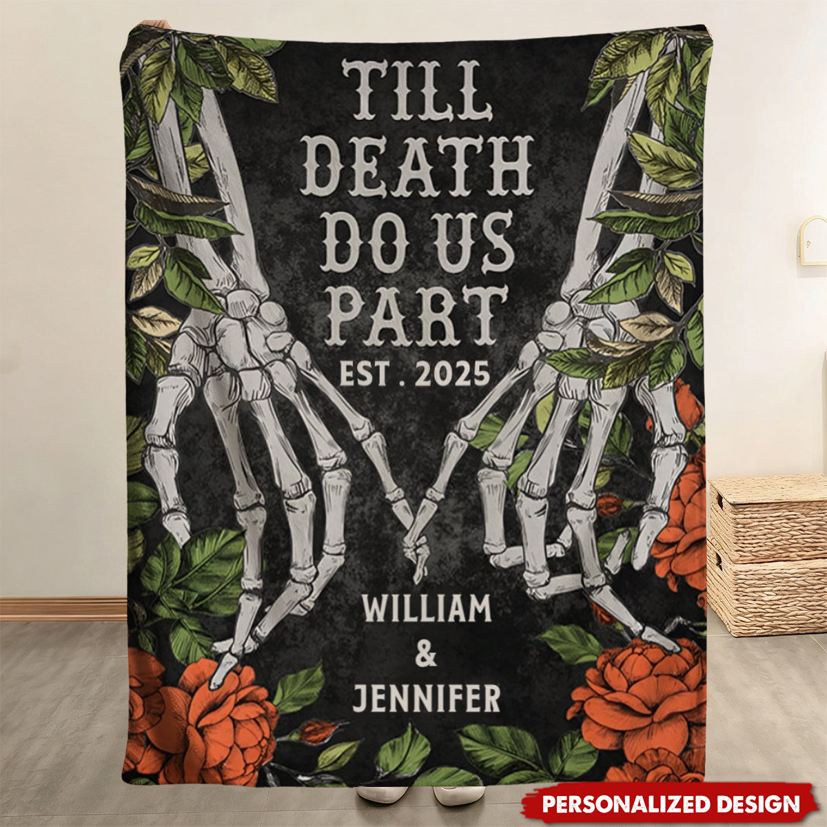 Till Death Do Us Apart - Personalized Skull Couple Blanket