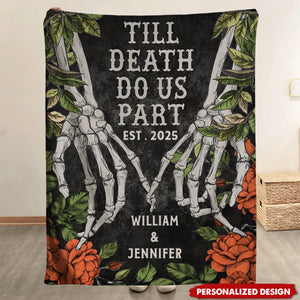 Till Death Do Us Apart - Personalized Skull Couple Blanket