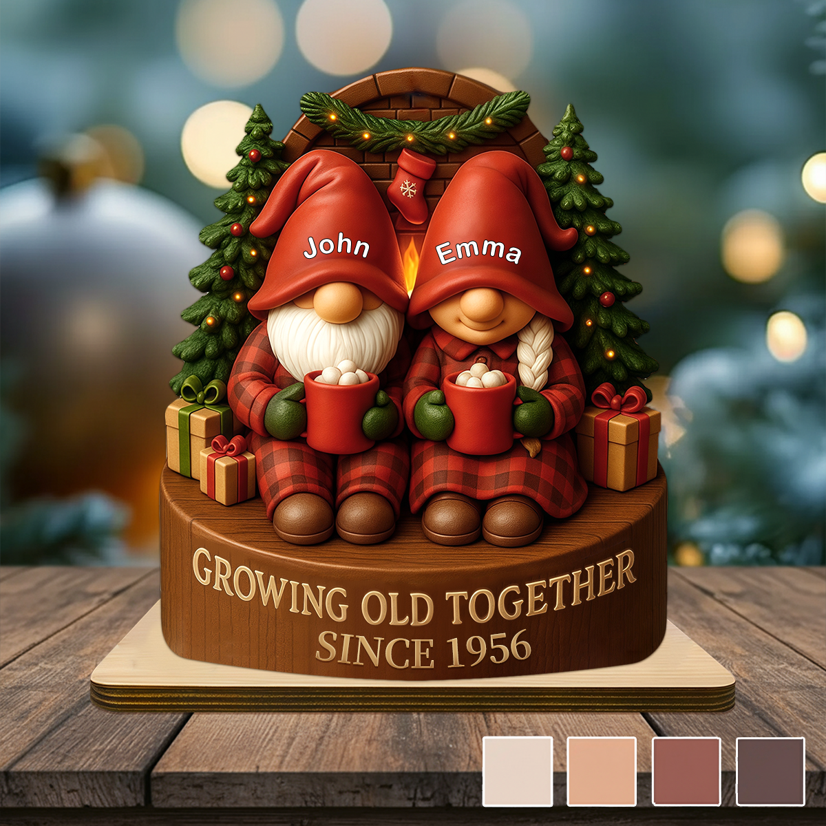 Personalized Growing Old Together With Christmas Wooden Plaque