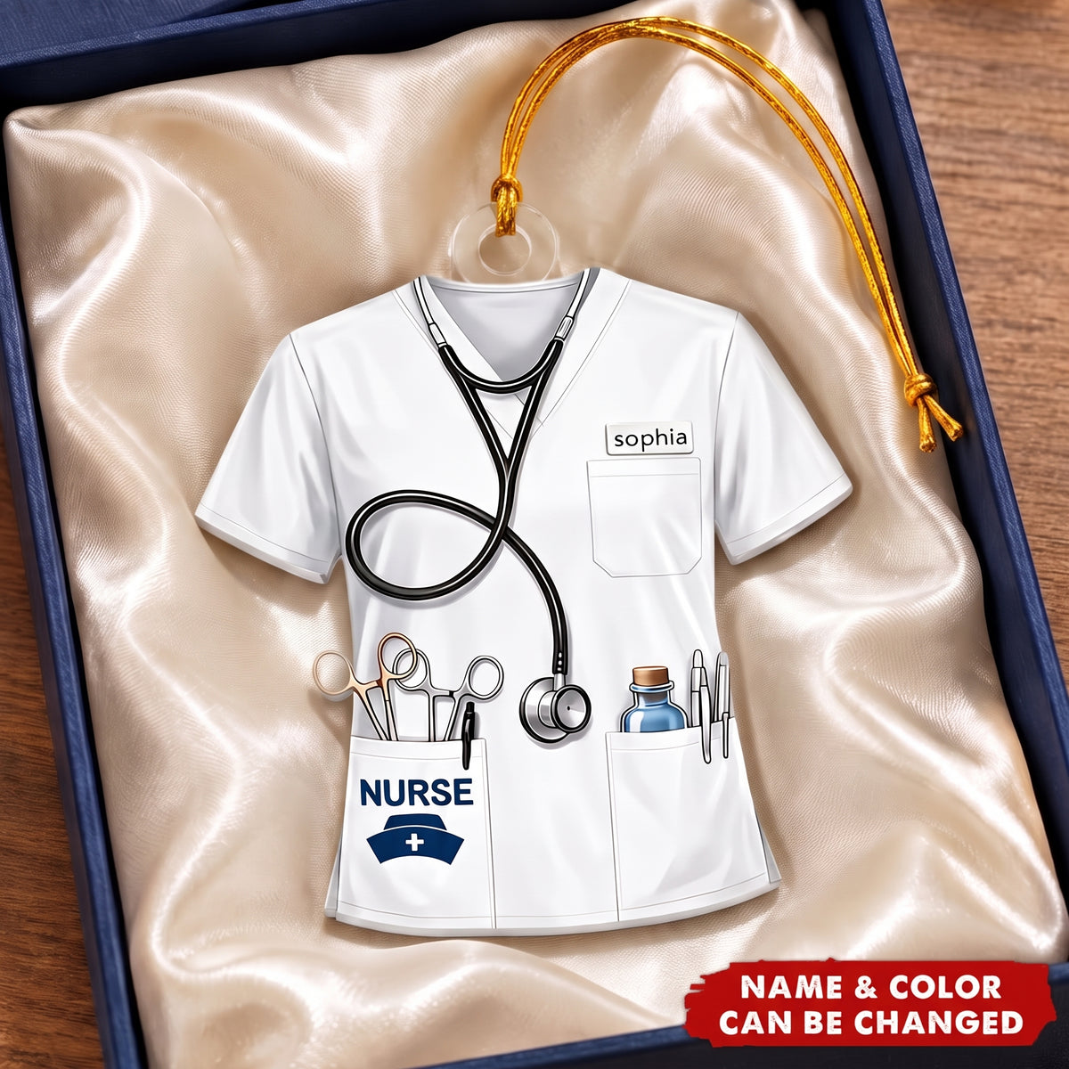 Personalized Name Nurse Scrubs Acrylic Ornament, Healthcare Worker Keepsake