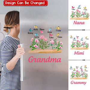 Personalized Grandma Flower Butterfly Garden Sticker