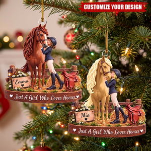 Personalized Horse Girl Christmas Ornament-Custom Horse Lover Christmas Ornament