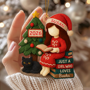 Personalized Just A Girl Who Loves Books Christmas Ornament