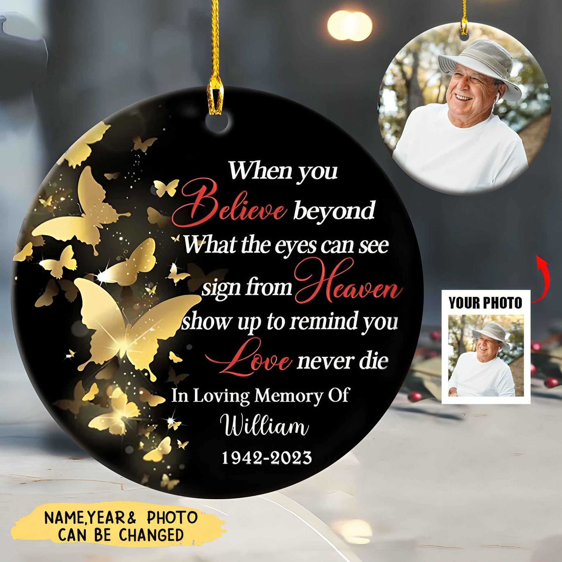 The Eyes Can See Sign From Heaven -Personalized Memorial Ceramic Ornament